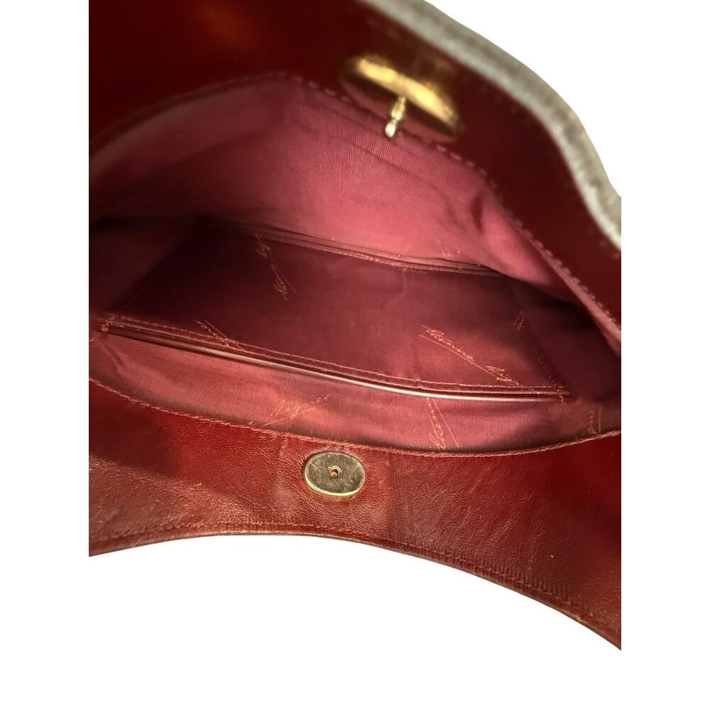 Vintage Etienne Aigner Burgundy Leather Clutch Purse Horseshoe Logo Handbag - Picture 10 of 10